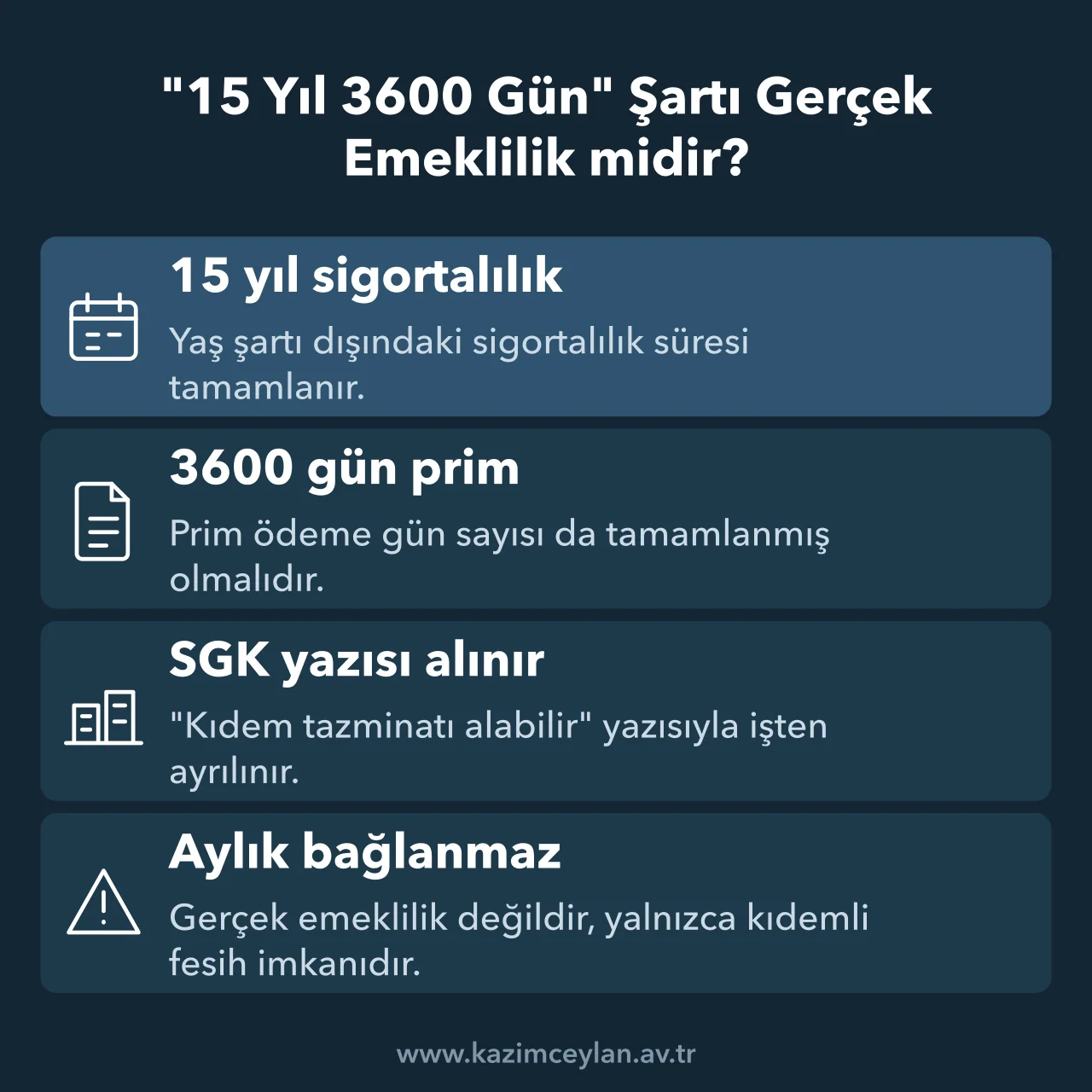 15 Yıl 3600 Gün Şartı Gerçek Emeklilik midir Yaş dışındaki süre ve prim şartını dolduran işçinin SGK yazısıyla kıdemli ayrılması