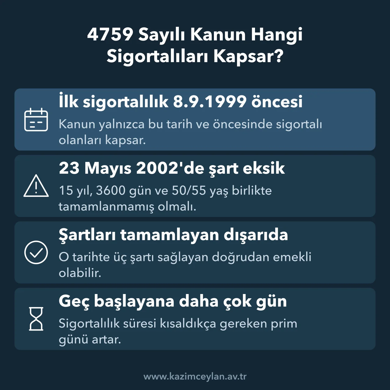 4759 Sayılı Kanun Hangi Sigortalıları Kapsar Kademeli emeklilik tablosunun hangi sigortalılara uygulandığını gösteren şema