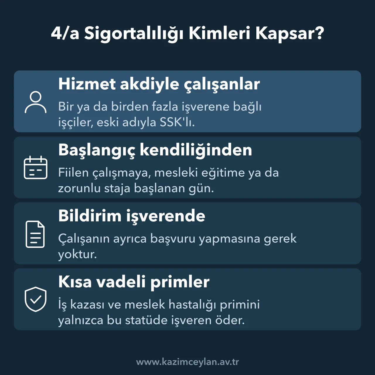 İşçilerde sigortalılığın başlangıcını, bildirimi ve kısa vadeli primleri özetleyen şema