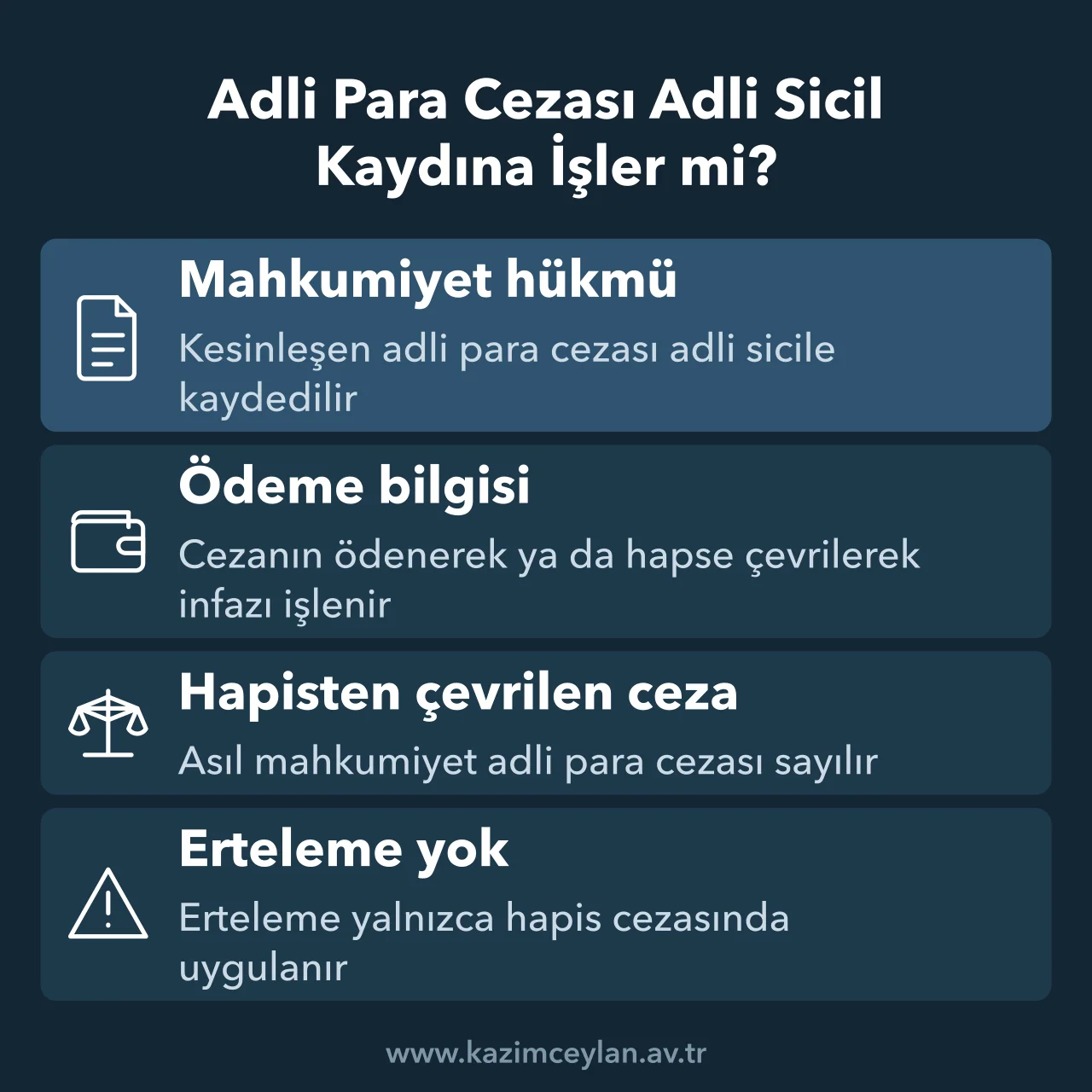Adli para cezasının adli sicil kaydına hangi bilgilerle işlendiğini gösteren şema