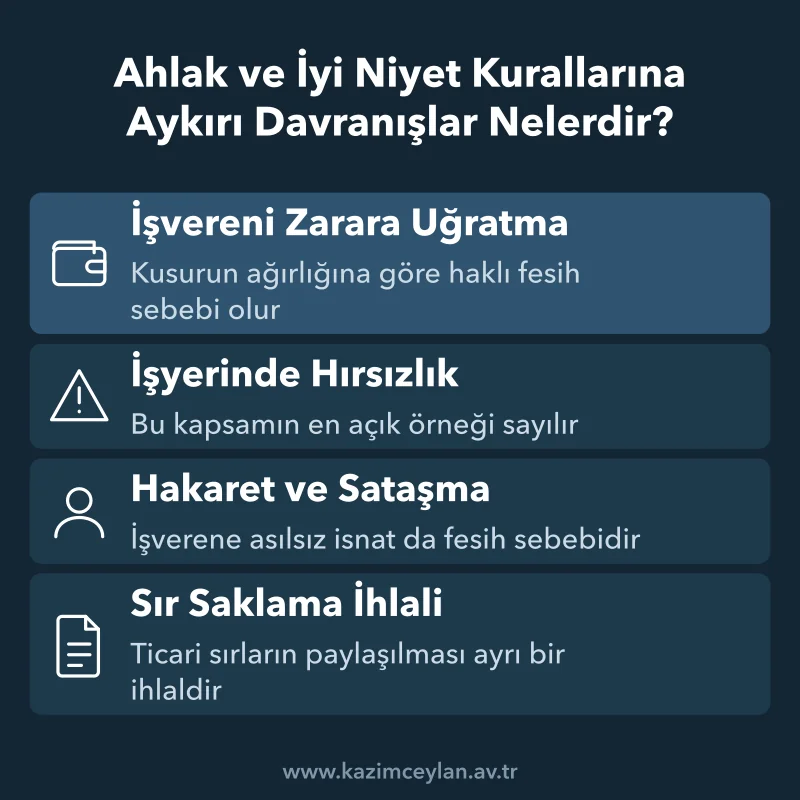 İşçinin kasıtlı davranışlarından doğan dört fesih sebebi bir arada