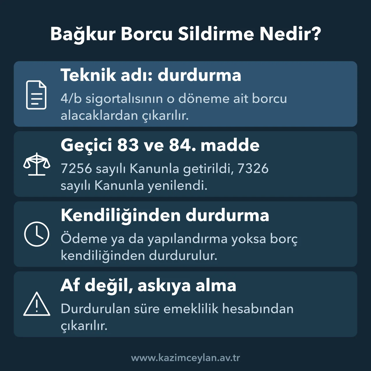 Bağkur Borcu Sildirme Nedir Sigortalılığın durdurulmasının dayanağını, işleyişini ve emekliliğe etkisini özetler