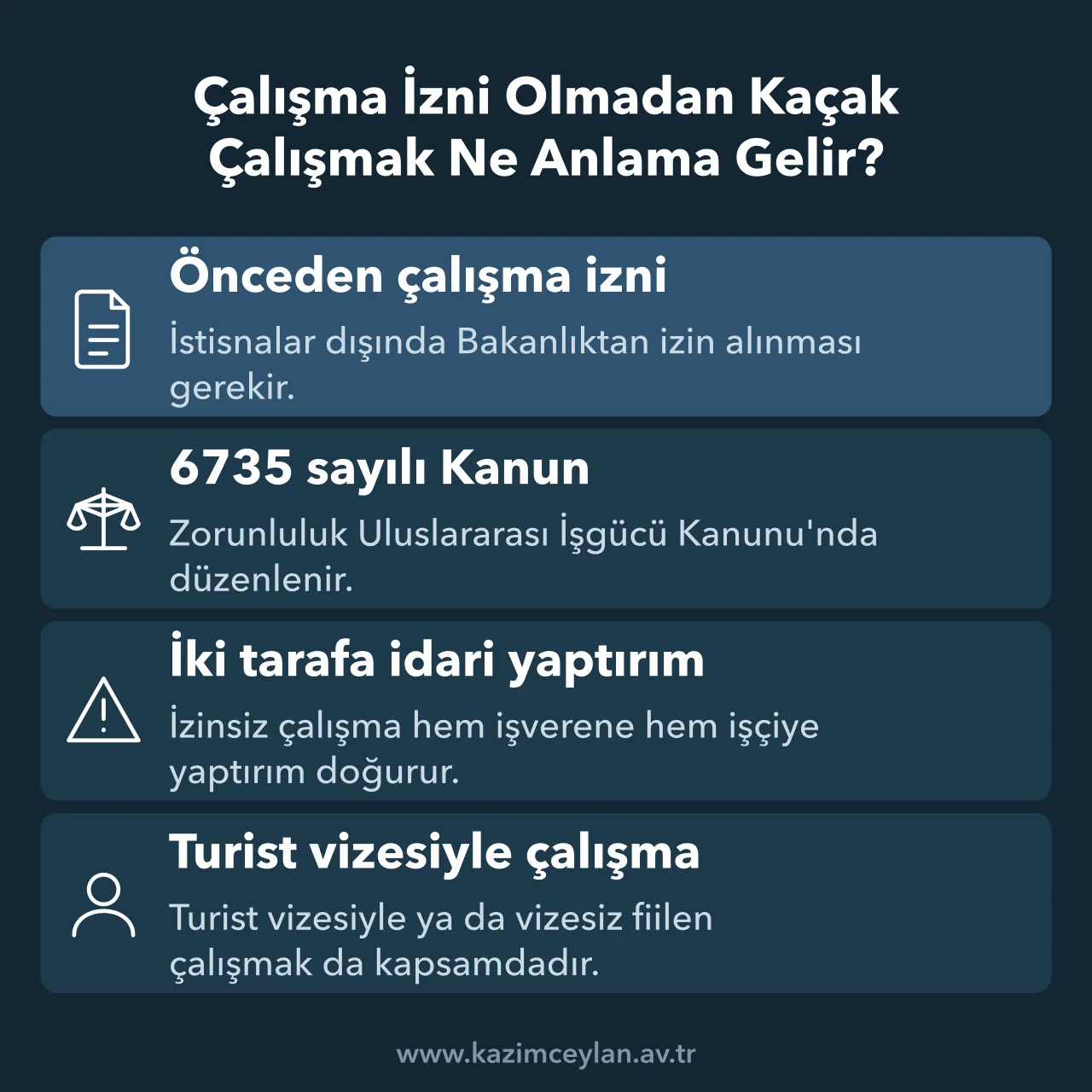 Yabancıların izinsiz çalışmasının dayanağı, kapsamı ve iki taraf için doğurduğu sonuç