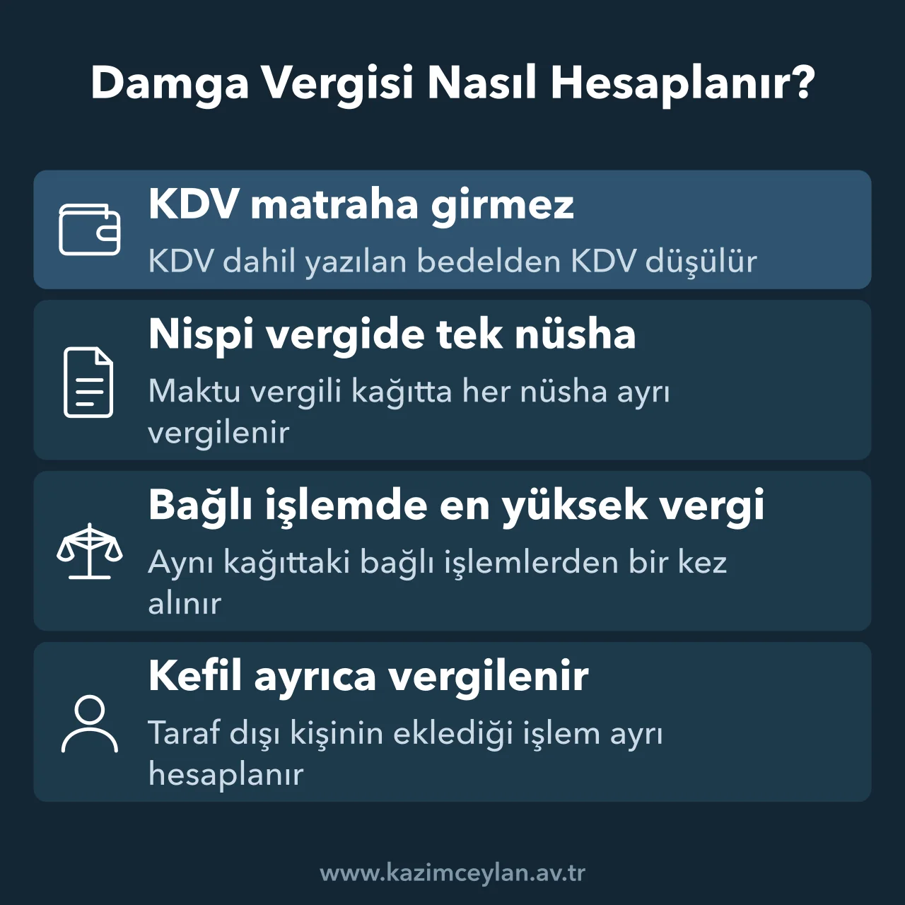 Damga Vergisi Nasıl Hesaplanır Damga vergisi hesaplamasında matrahı belirleyen dört kuralı gösteren şema
