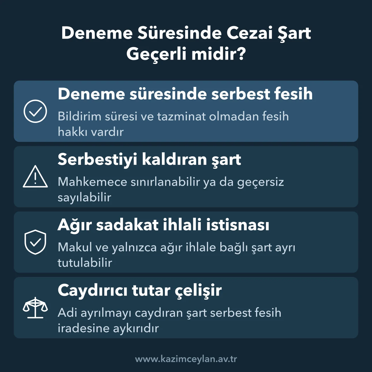 Deneme Süresinde Cezai Şart Geçerli midir Deneme süreli sözleşmeye konan cezai şartın hangi ölçüde geçerli olduğunu gösteren şema