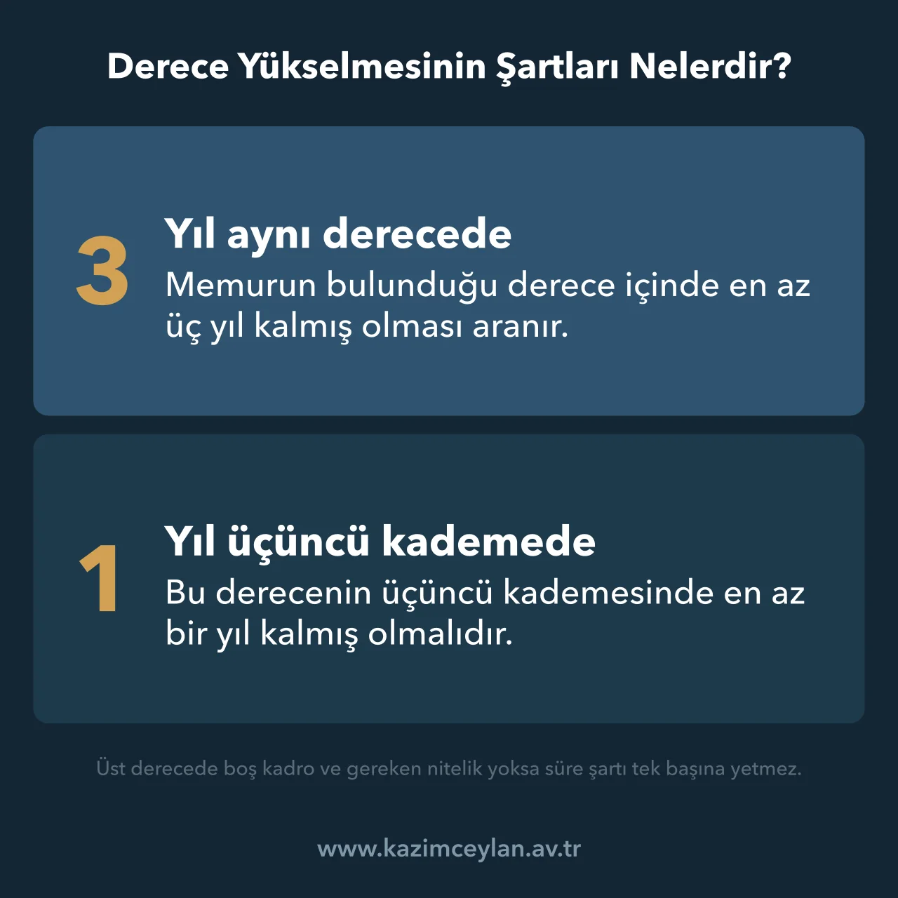 Derece Yükselmesinin Şartları Nelerdir Memurun üst dereceye geçmesi için gereken süre, boş kadro ve nitelik şartlarını gösterir