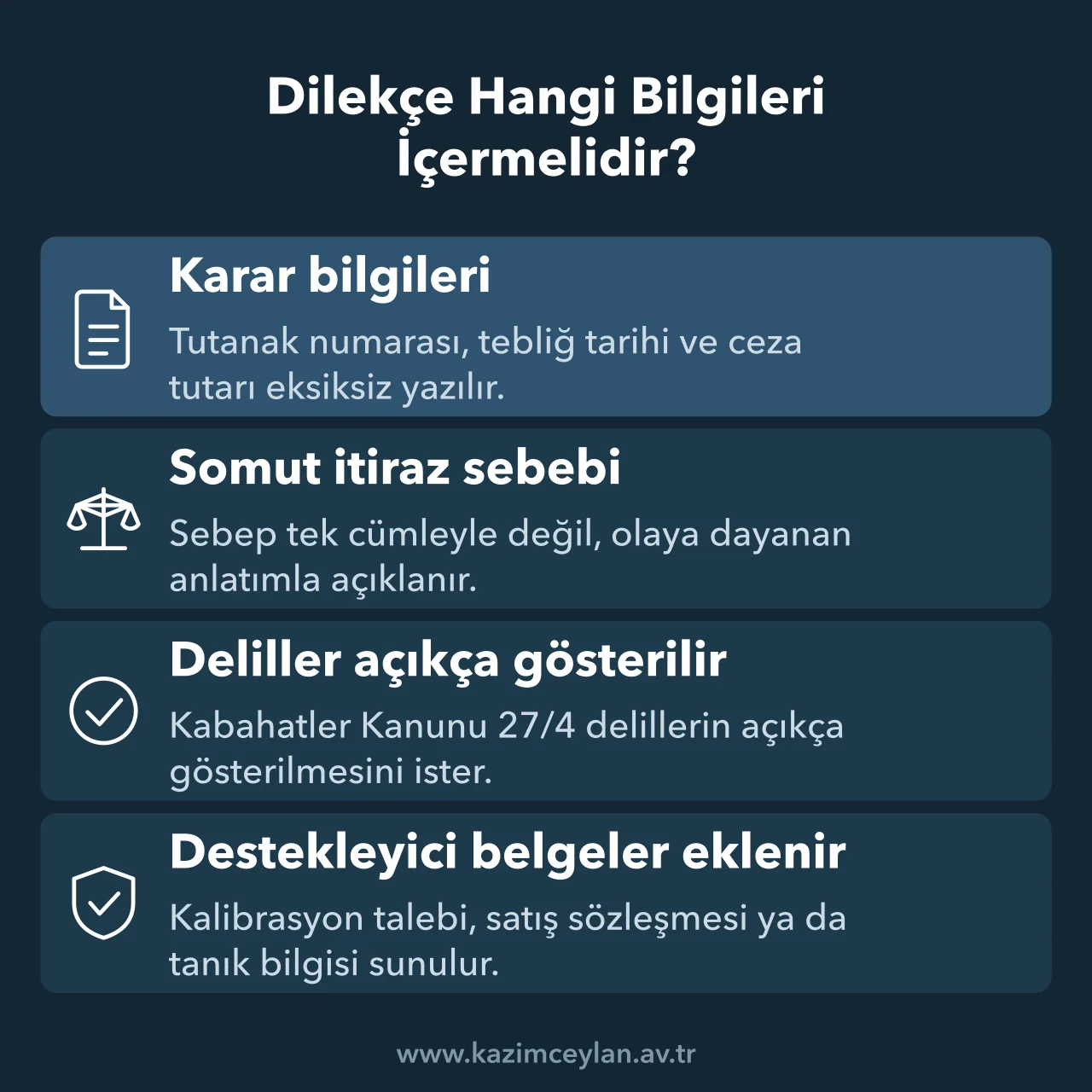 Trafik cezası itiraz dilekçesinde yazılması gereken bilgi ve delilleri gösteren şema