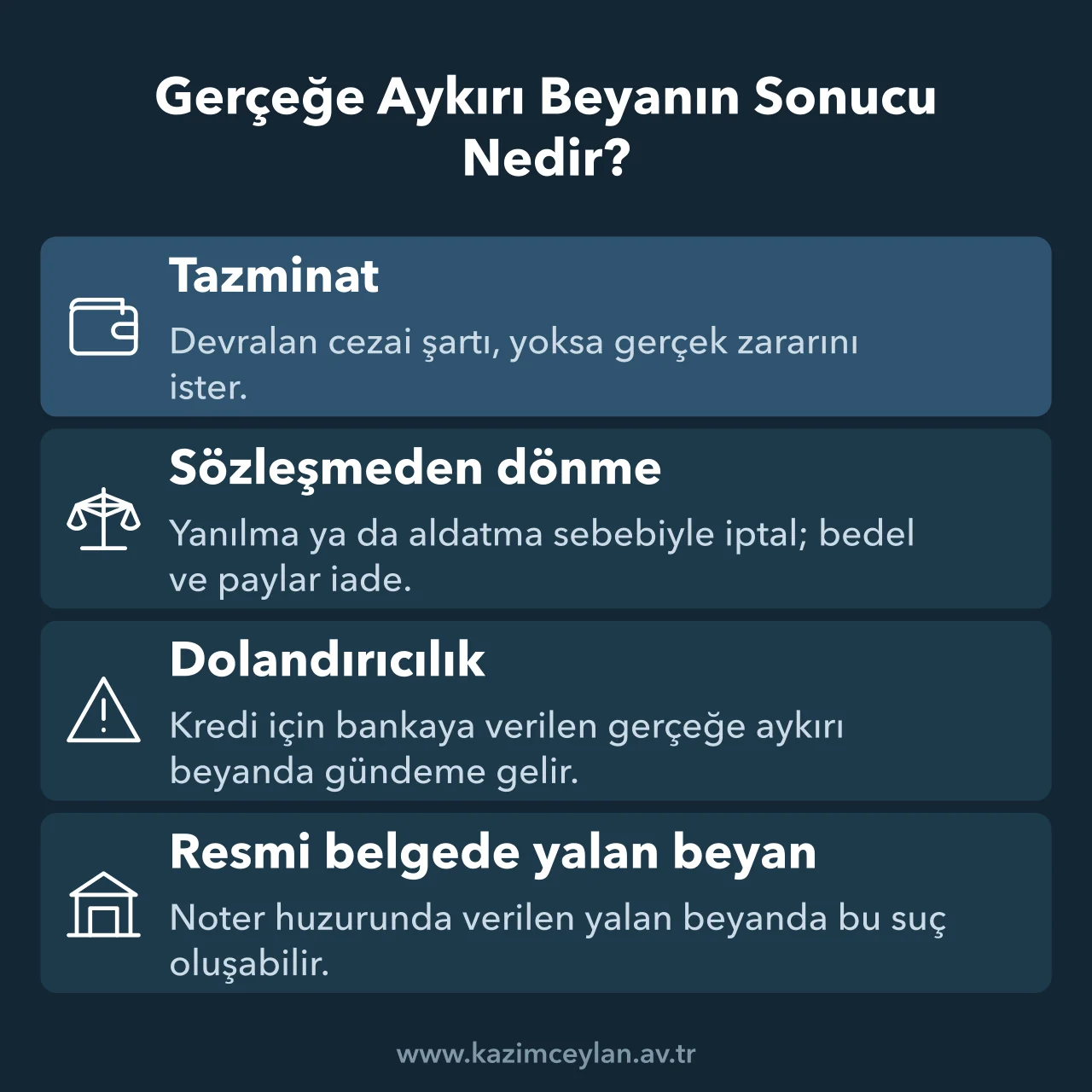 Gerçeğe Aykırı Beyanın Sonucu Nedir Gerçeğe aykırı pay beyanının doğurduğu hukuki ve cezai sonuçları özetleyen şema