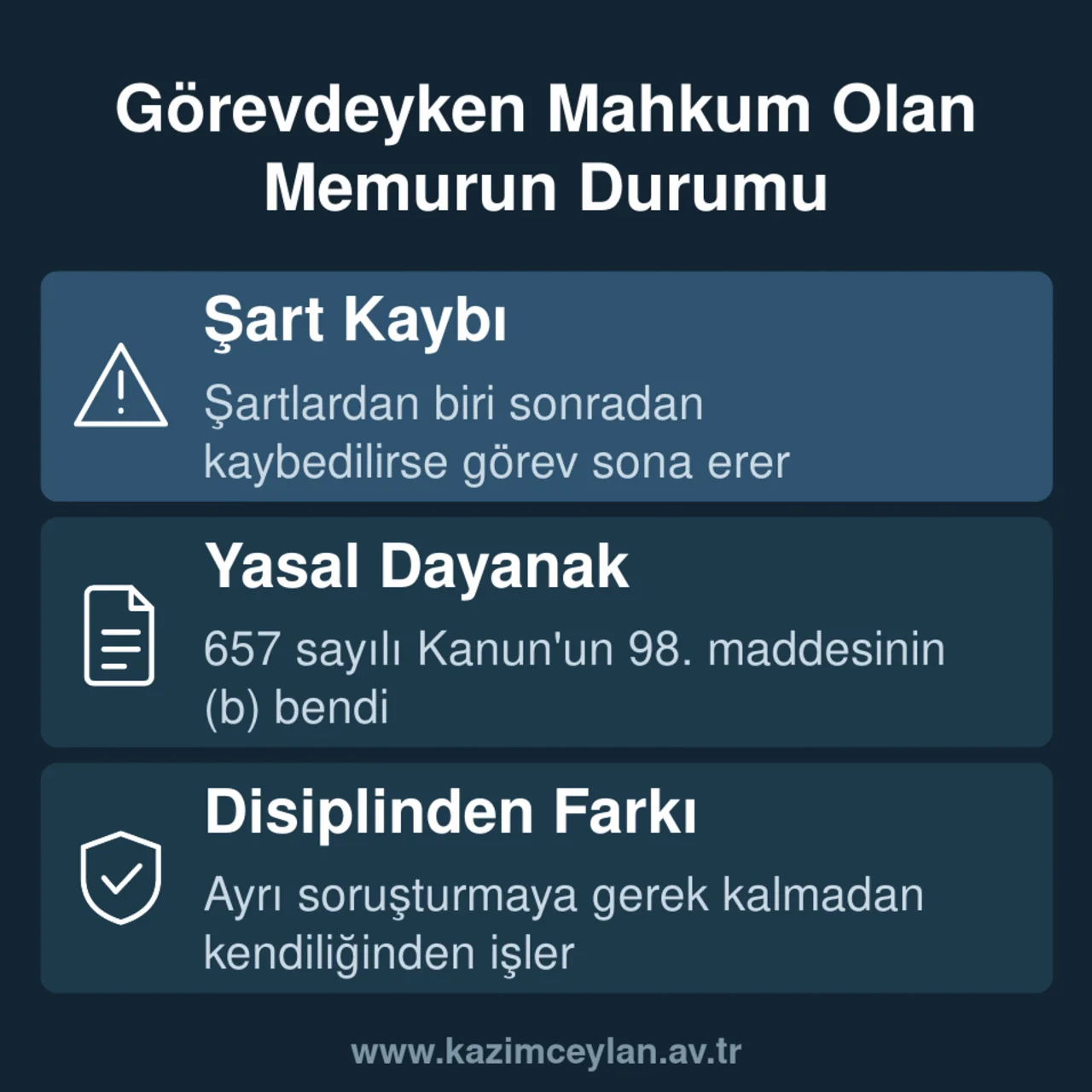 Memuriyete engel suçların başvuru ve görevdeyken doğurduğu farklı sonuçları gösteren şema