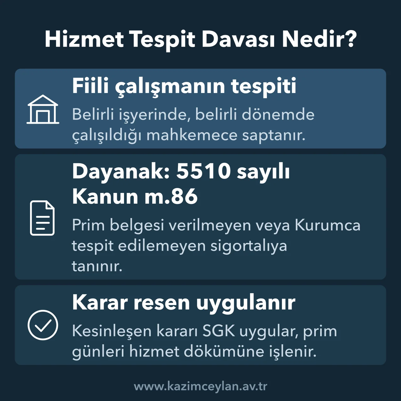 Hizmet Tespit Davası Nedir Hizmet tespit davasının amacını, dayanağını ve kararın SGK'daki sonucunu gösteren şema
