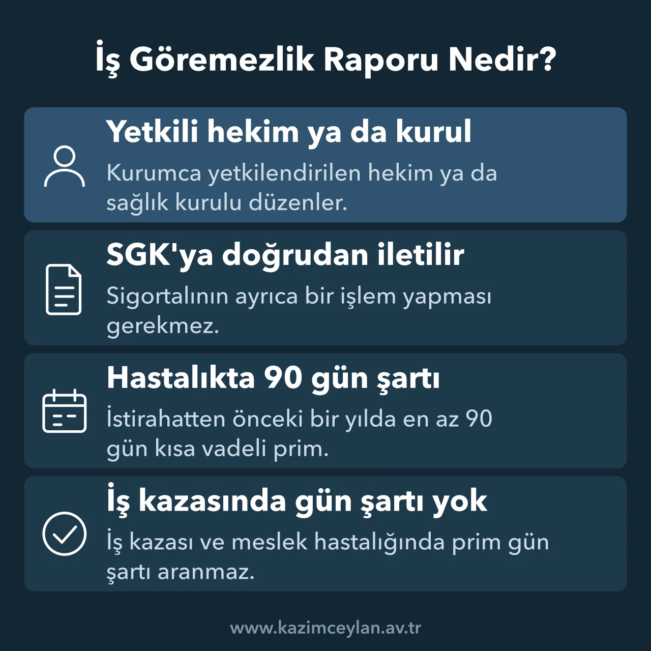 İş Göremezlik Raporu Nedir İş göremezlik raporunun düzenlenmesini ve ödenek için prim gün şartını gösteren şema