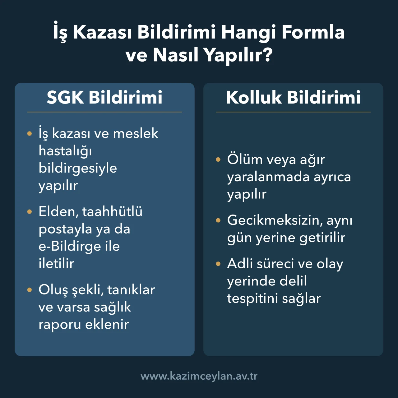 İş kazasında SGK'ya verilen bildirge ile kolluğa yapılan bildirimin farkını gösterir