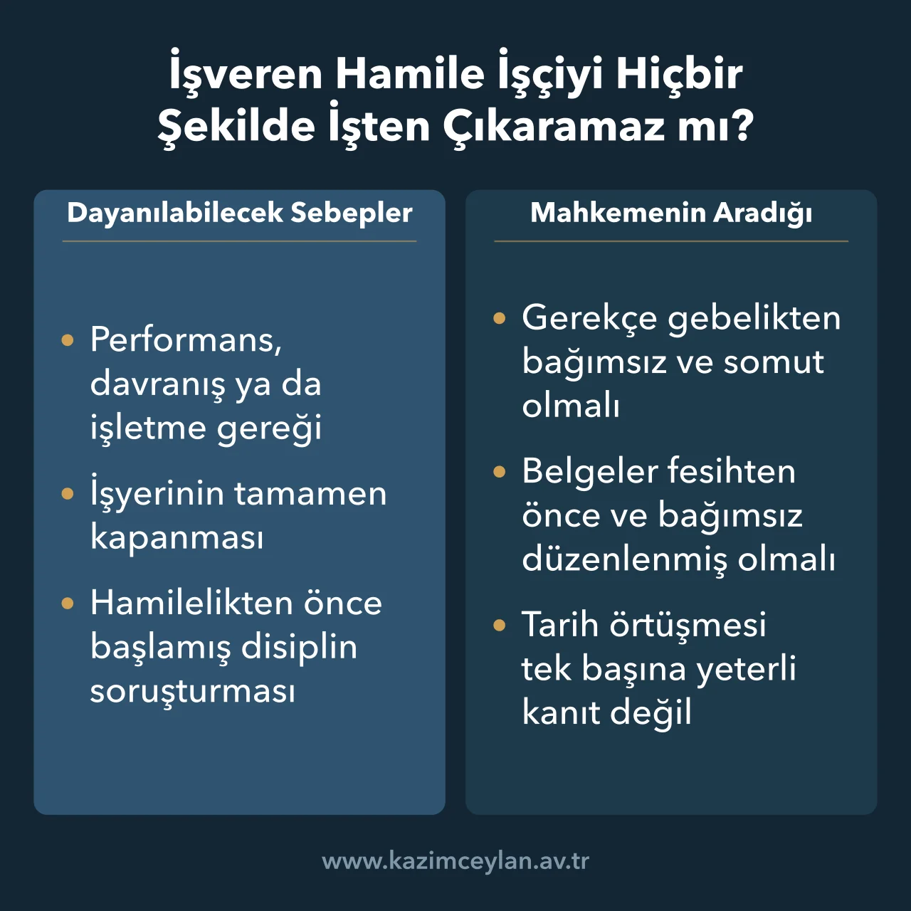 Hamilelik döneminde dayanılabilecek objektif fesih sebeplerini ve sınırlarını gösterir