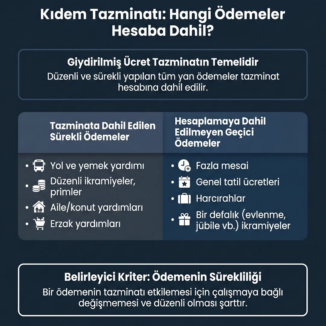 Kıdem Tazminatı Hesaplamasına Dahil Ücretler