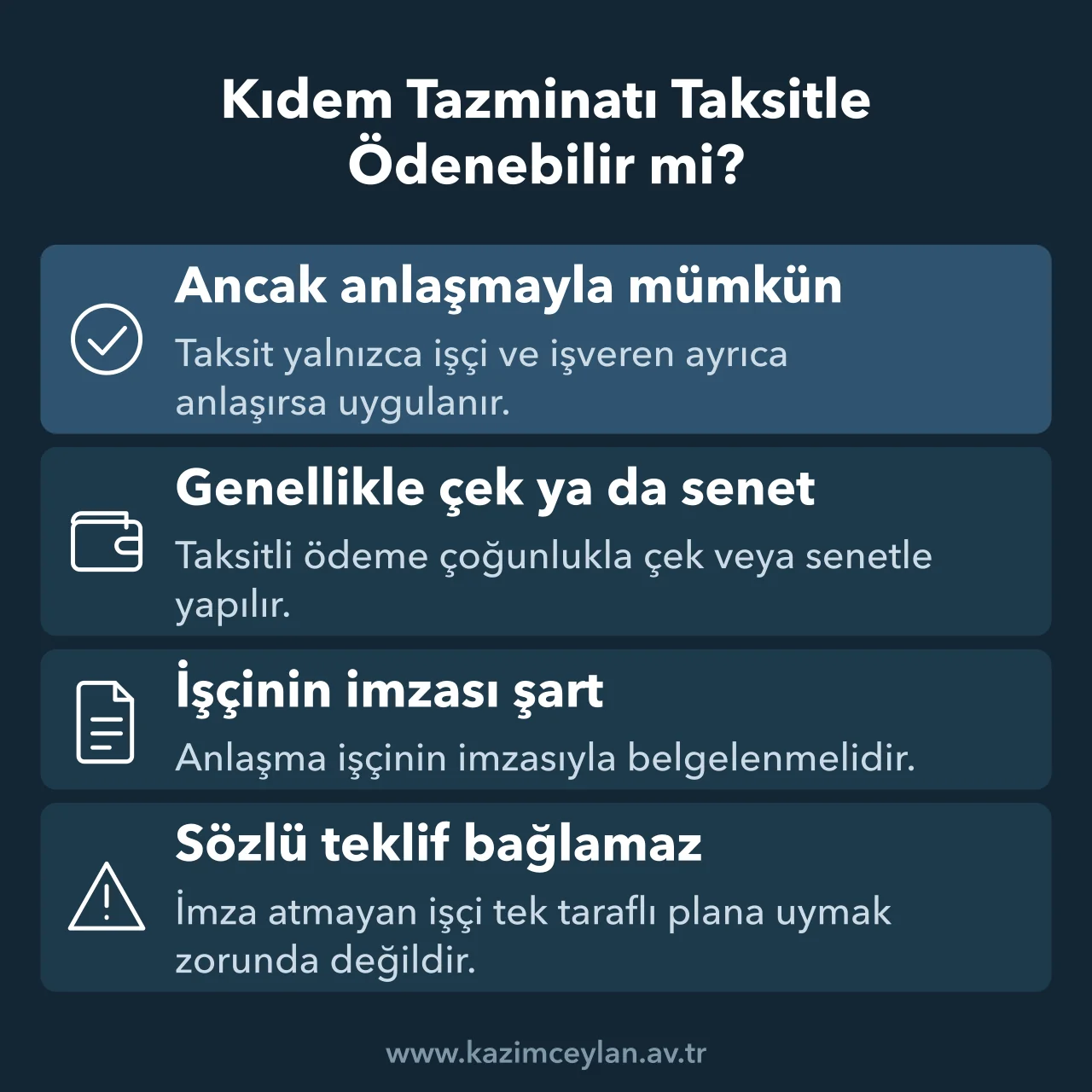 Kıdem Tazminatı Taksitle Ödenebilir mi Kıdem tazminatının taksitle ödenebilmesi için aranan anlaşma ve imza şartını gösteren şema