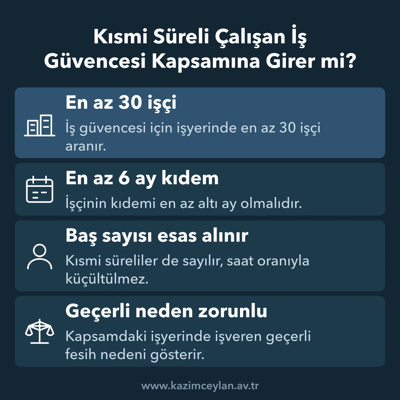 Kısmi süreli çalışanın iş güvencesi şartlarını ve işçi sayımını gösteren şema