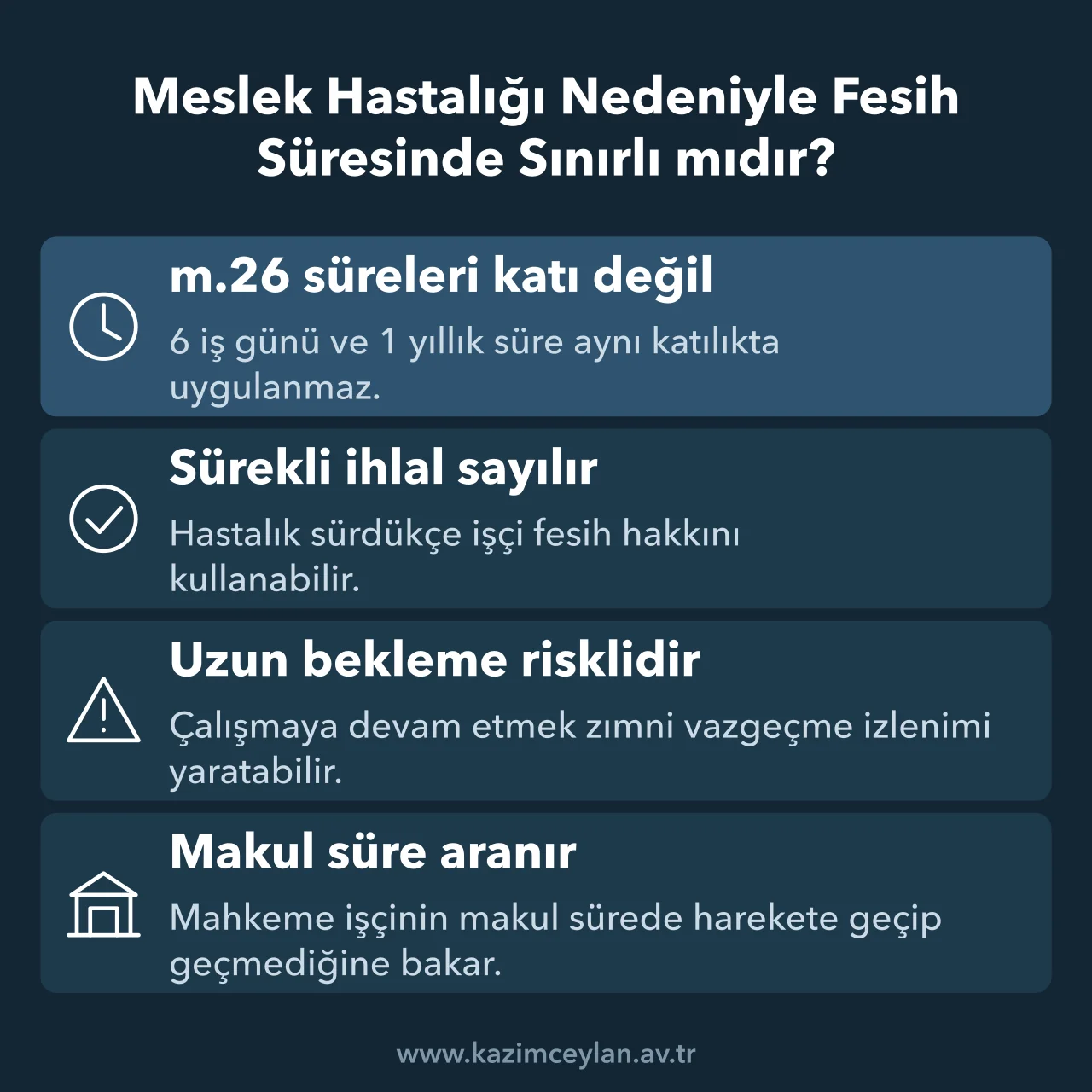 Meslek Hastalığı Nedeniyle Fesih Süresinde Sınırlı mıdır Sağlık sebebiyle feshte hak düşürücü sürenin nasıl uygulandığını gösteren şema