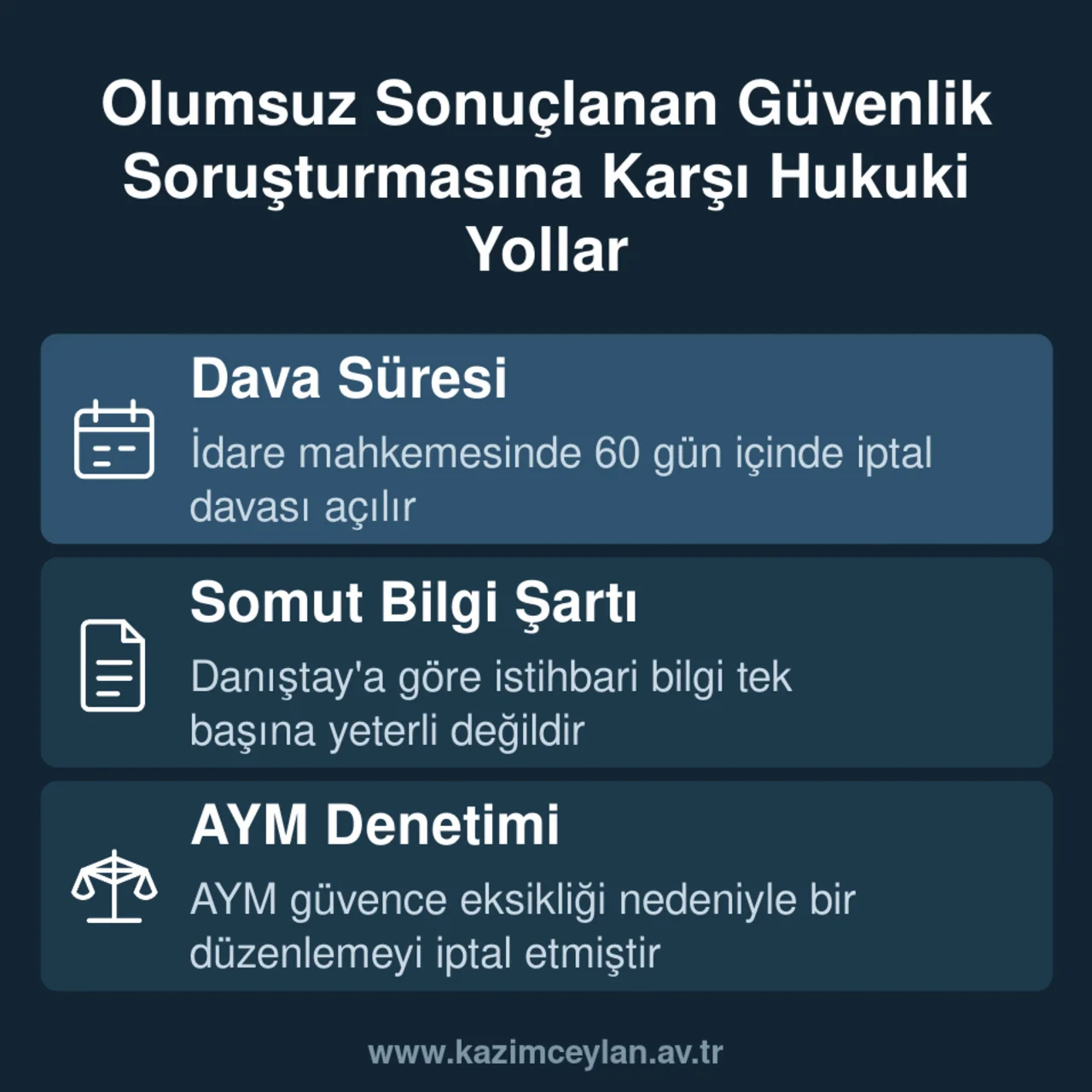 Olumsuz güvenlik soruşturmasına karşı izlenebilecek dava sürecini gösteren şema