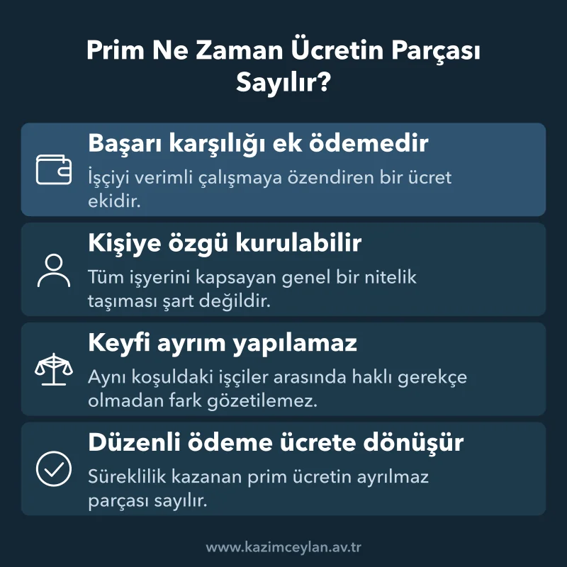 Prim Ne Zaman Ücretin Parçası Sayılır Primin ücretin parçası sayılma koşullarını gösteren şema