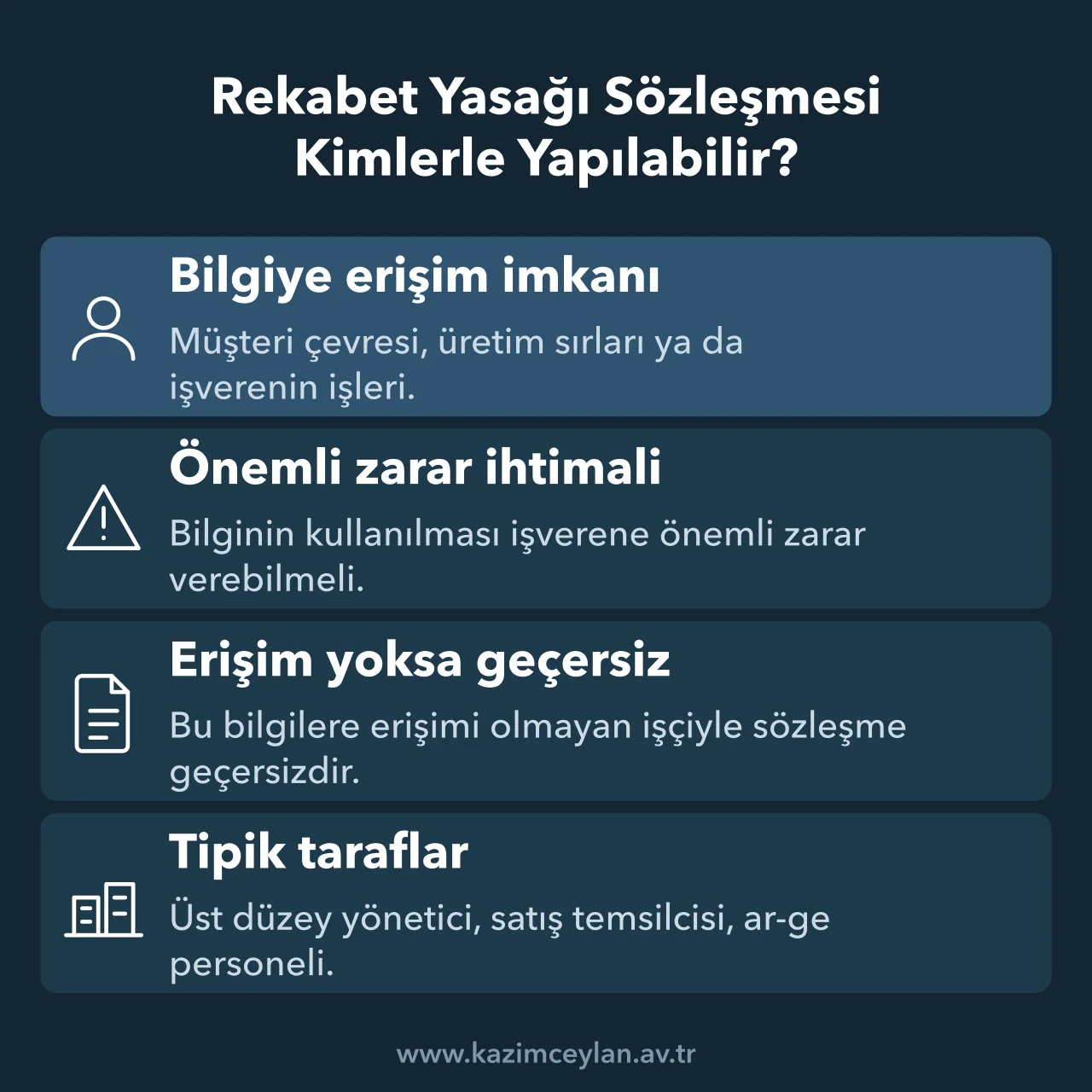İşçiyle rekabet yasağı kararlaştırılabilmesi için aranan bilgi ve zarar koşulları