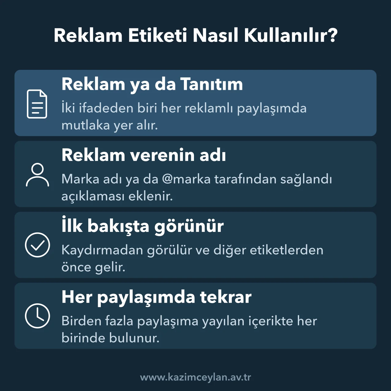 Influencer sözleşmesinde zorunlu reklam ifadesini ve etiketin yerini gösteren şema