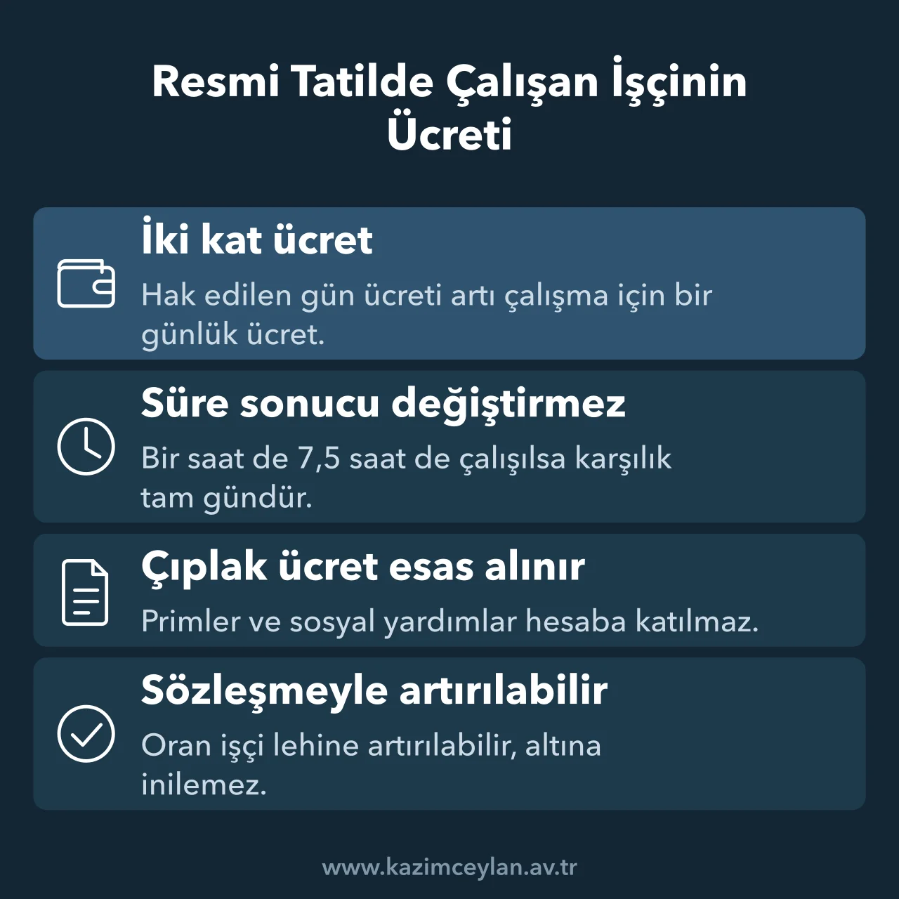 Resmi Tatilde Çalışan İşçinin Ücreti Resmi tatilde çalışan işçinin iki kat ücretini ve hesap esasını gösteren şema