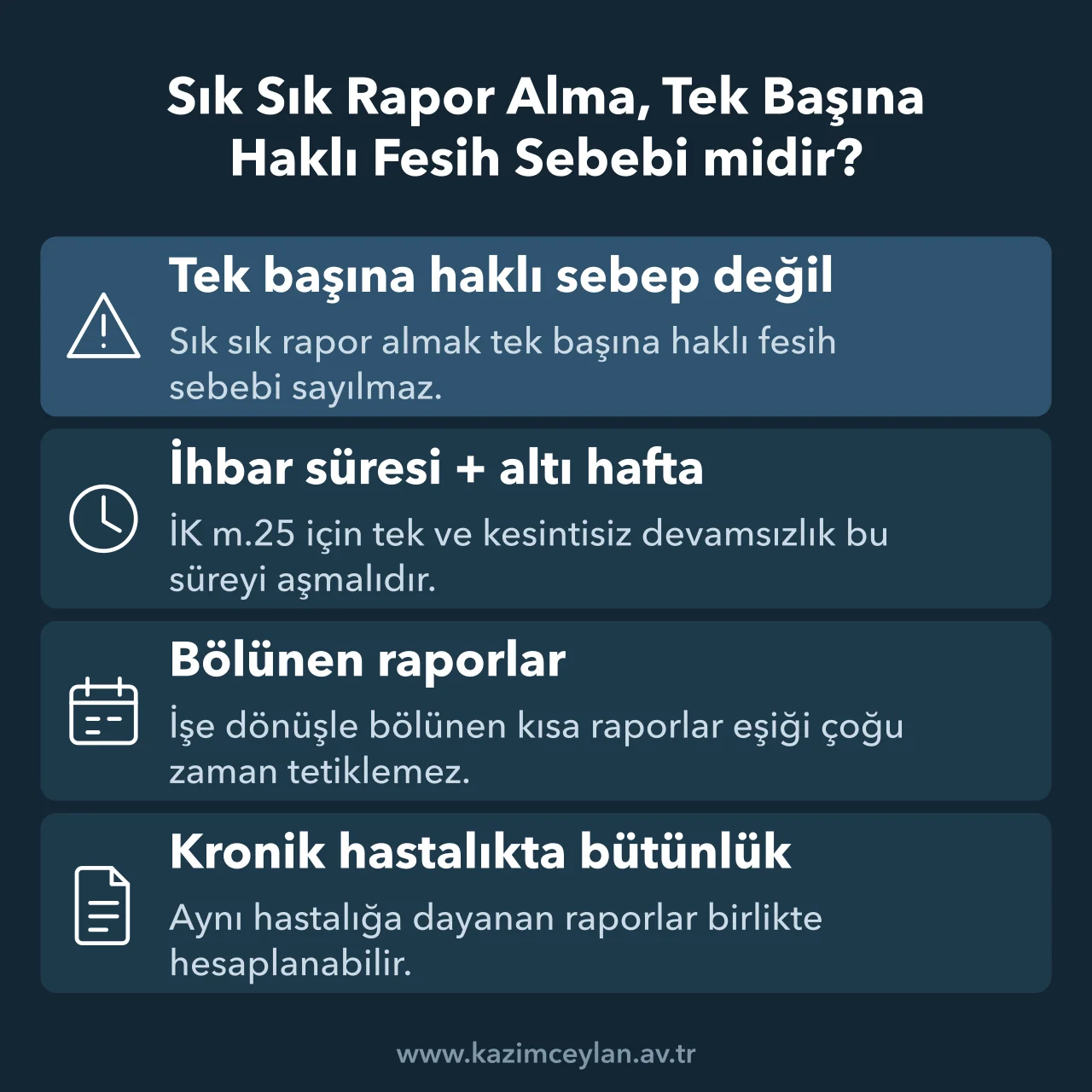 Sık Sık Rapor Alma, Tek Başına Haklı Fesih Sebebi midir Sık rapor almanın haklı fesih eşiği ve kronik hastalıkta sürenin hesabını gösteren şema