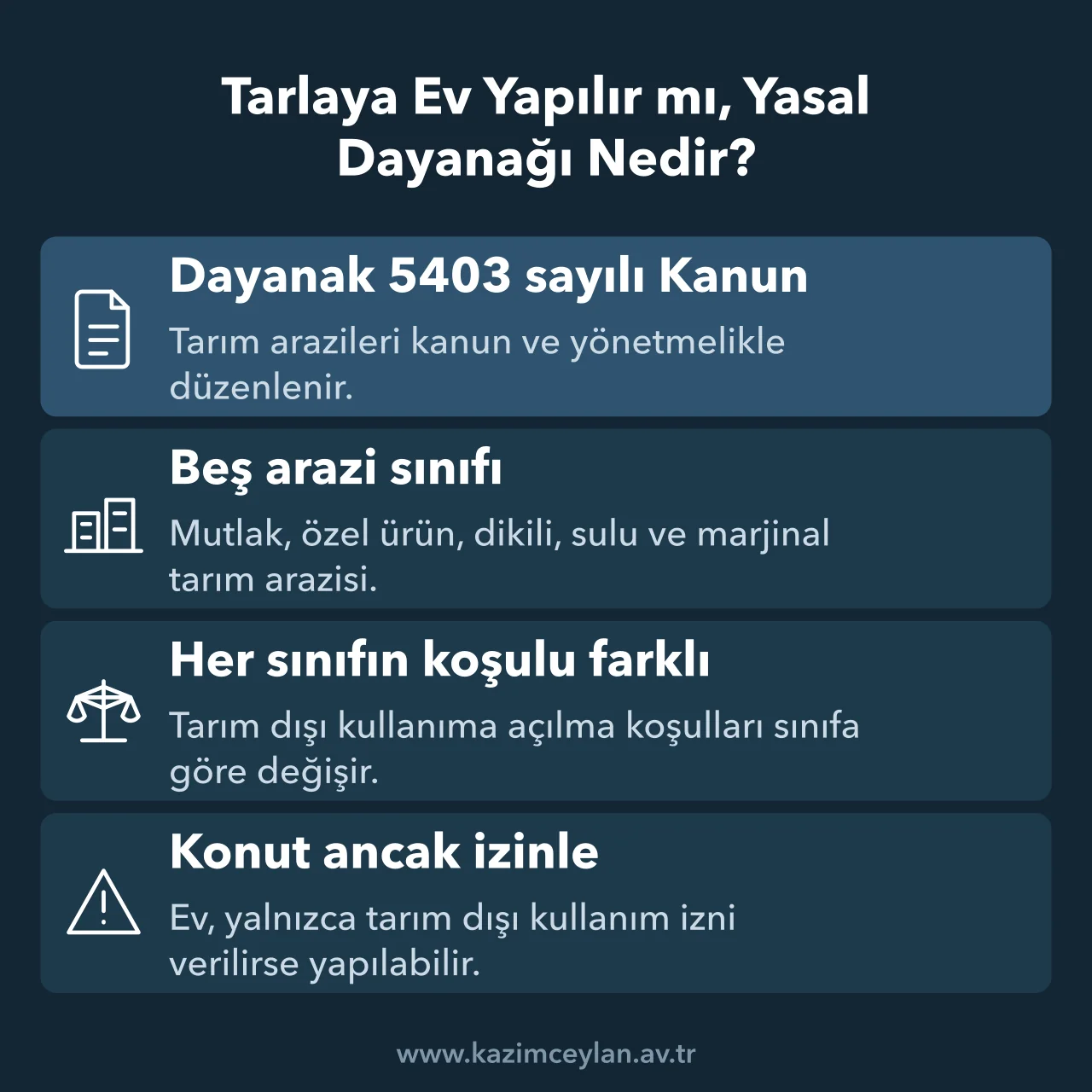 Tarlaya Ev Yapılır mı, Yasal Dayanağı Nedir Tarım arazilerinin sınıflandırılmasını ve konut için gereken izin rejimini gösteren şema