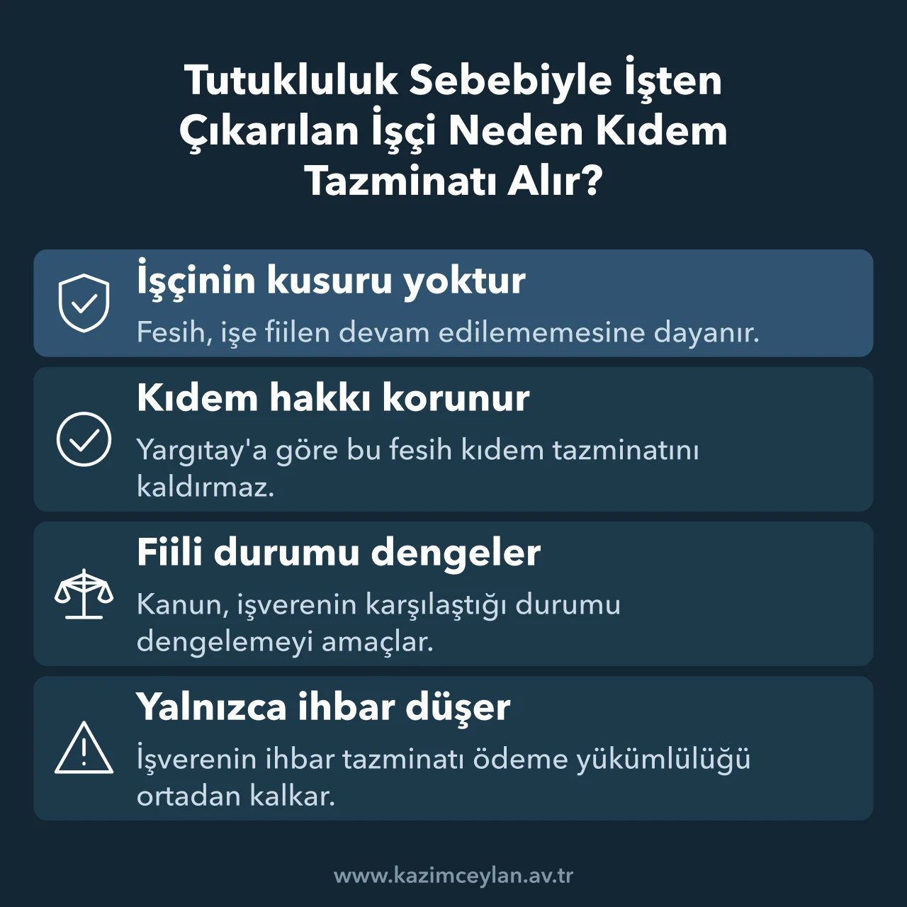 Tutukluluk Sebebiyle İşten Çıkarılan İşçi Neden Kıdem Tazminatı Alır Tutukluluk nedeniyle feshin kıdem tazminatını neden kaldırmadığını özetleyen şema