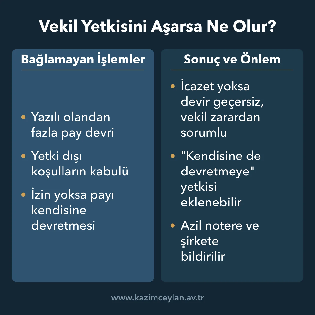 Pay devrinde vekilin yetki aşımının sonuçlarını ve alınabilecek önlemleri ayıran şema