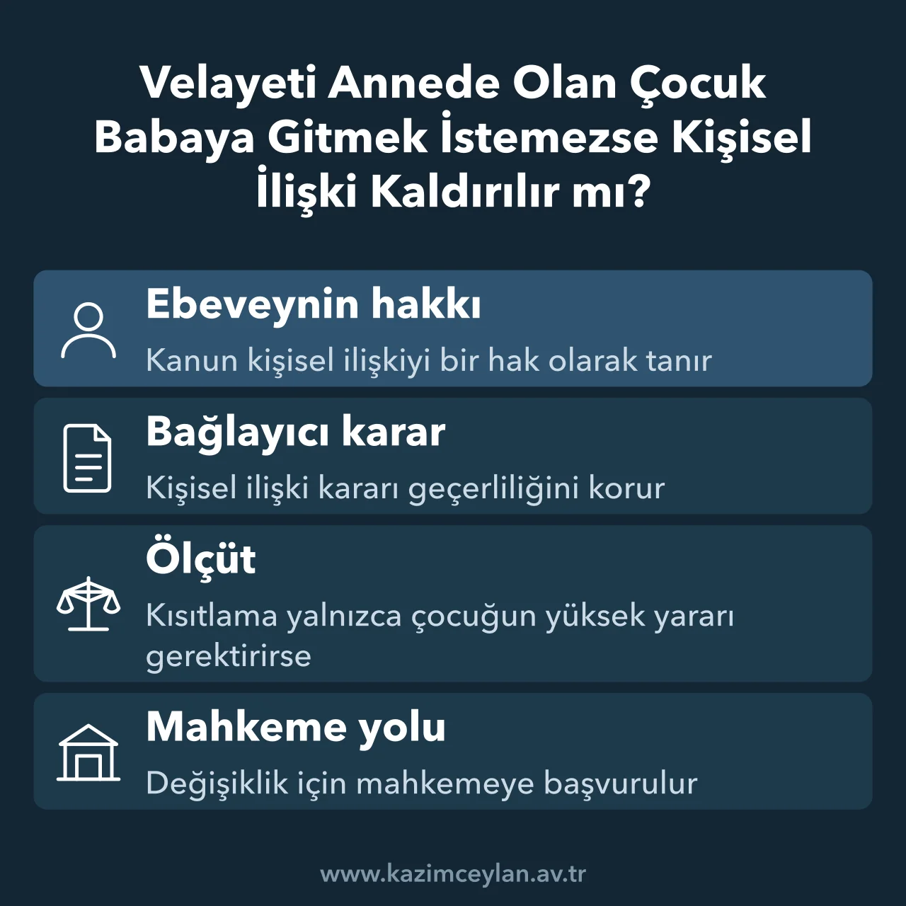 Velayeti Annede Olan Çocuk Babaya Gitmek İstemezse Kişisel İlişki Kaldırılır mı Velayeti annede olan çocuk babaya gitmek istemezse kişisel ilişkinin dört temel kuralı