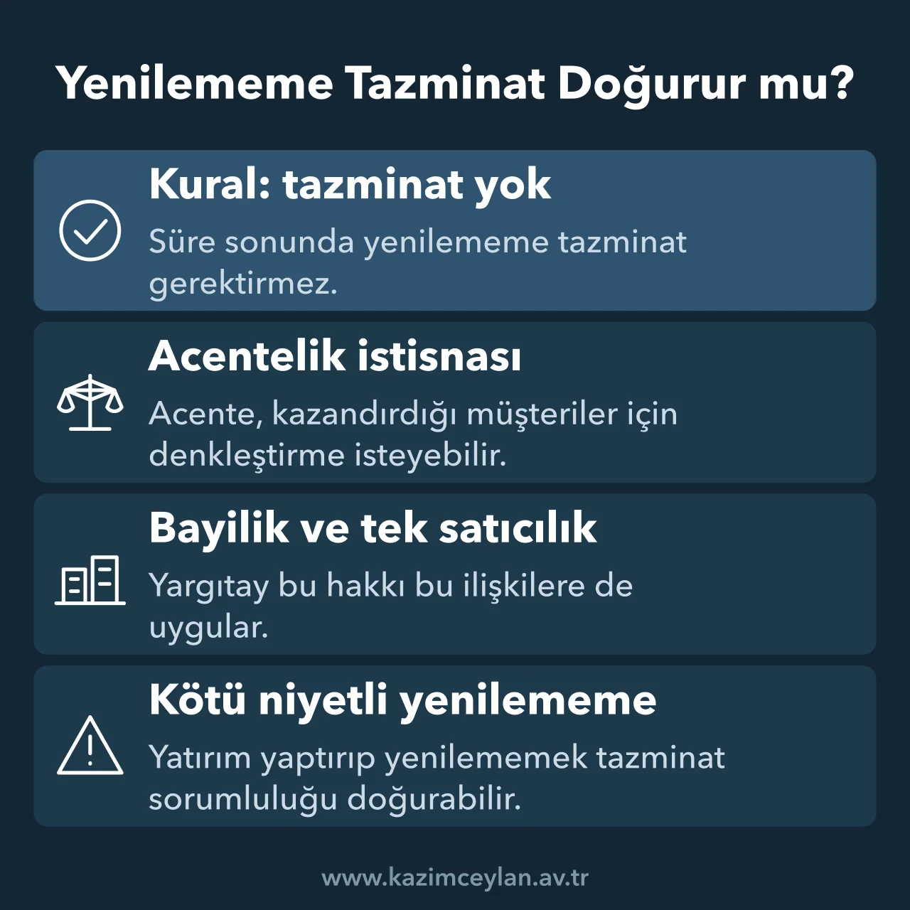 Yenilememe Tazminat Doğurur mu Süre sonunda yenilememede tazminat kuralı ile acentelik ve kötü niyet istisnaları