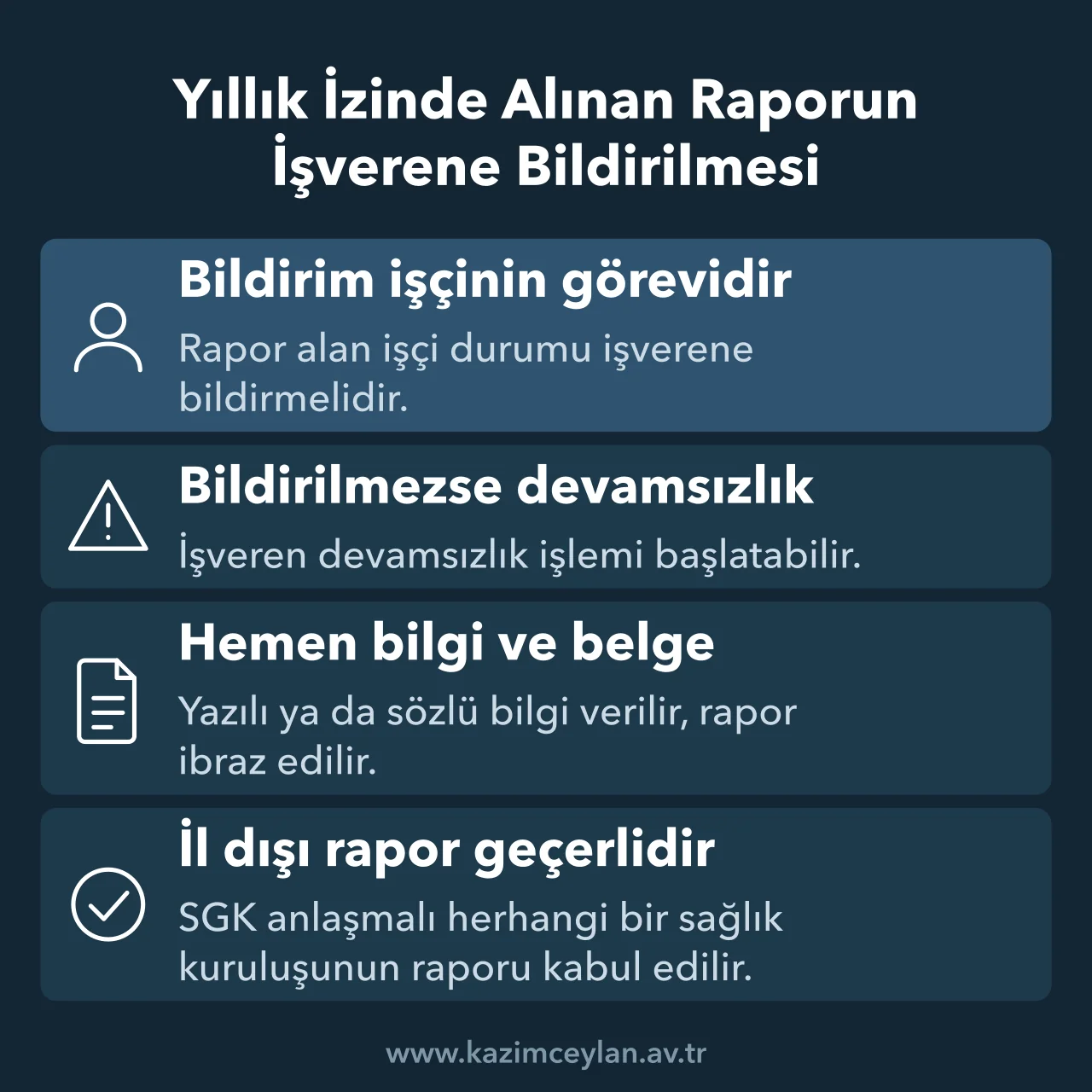 Yıllık İzinde Alınan Raporun İşverene Bildirilmesi İzinde alınan raporun işverene bildirimini ve il dışı raporun geçerliliğini gösteren şema