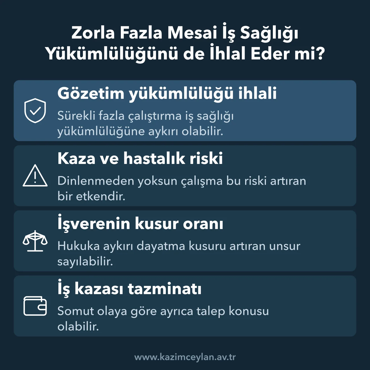 Zorla Fazla Mesai İş Sağlığı Yükümlülüğünü de İhlal Eder mi Zorla fazla çalıştırmanın iş sağlığı yükümlülüğü ve iş kazası tazminatına etkisini özetler