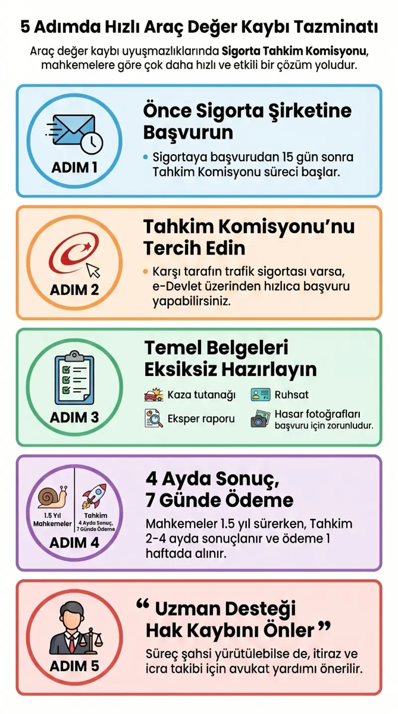 Araç değer kaybı tazminatı süreçleri